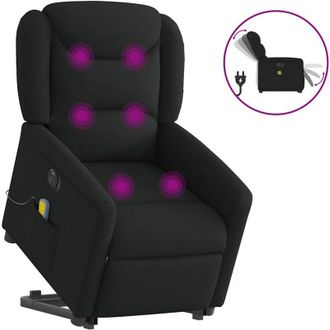 vidaXL Poltrona Alzapersona Massaggiante Elettrica Nera in Tessuto - Vidaxl