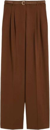 Max Mara Mst Bacio Broeken - Dames - Wijde Broeken - Bruin - XS - Leer - Broeken