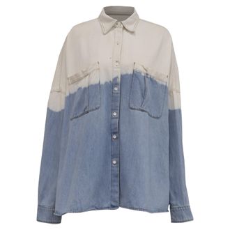 Dries Van Noten Tie-Dyed Button-Down Denim Shirt in Multicolor Cotton