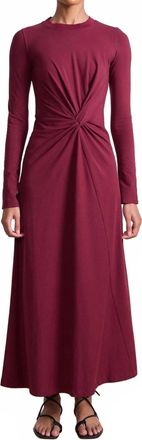 Apiece Apart Long Sleeve Volta Midi Dress In Black Cherry