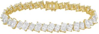 Diana M. Jewels 14kt Yellow Gold 56.00cts Lab Grown Slanted Radiant Diamond Tennis Bracelet