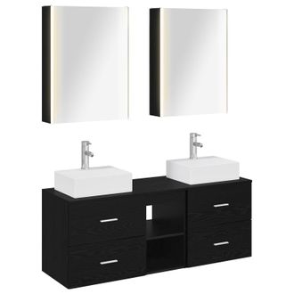 vidaXL Juego De Muebles De Ba&ntilde;o 5 Uds. Roble Negro Vidaxl