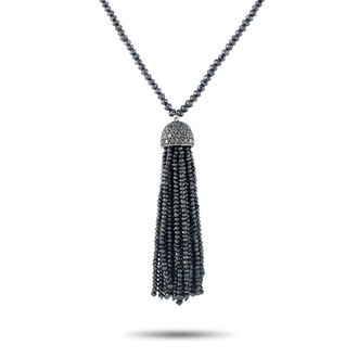 Ivanka Trump 18K White Gold Black Diamond Tassel Pendant Necklace IT17-060326