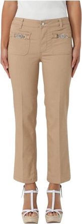 Liu Jo Cropped Broek met Metalen Details - Dames - Vrijetijds broeken - Bruin - W26 - Broeken