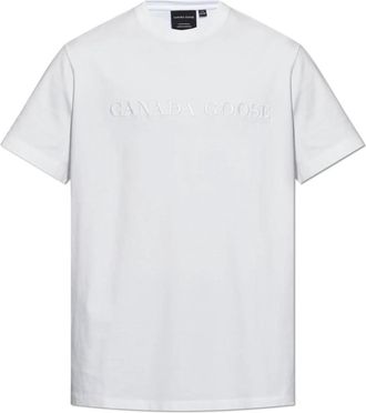 Canada Goose T-shirt met geborduurd logo - Heren - T-shirts - Wit - M - Katoen - Tops