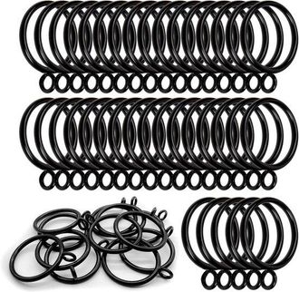 OEM Anillas Met&aacute;licas Para Cortinas - 50 Unidades - 38 Mm - Negras - Acero Inoxidable