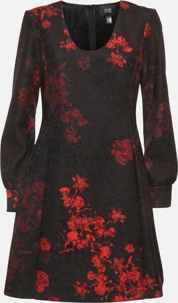 Roberto Cavalli Cavalli Class Black/red Printed Lace Scoop Neck Mini Dress