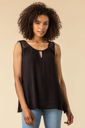 Roman Lace Back Keyhole Detail Top