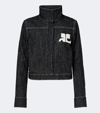 Courr&egrave;ges Courr&egrave;ges Logo denim tweed jacket