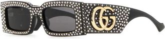 Gucci Rechthoekige Zonnebril - Dames - Zonnebrillen - Zwart - ONE Size - Accessoires