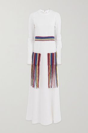 Chlo&eacute; Crochet-trimmed Washed-linen Maxi Dress - Bianco
