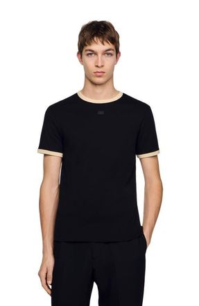 Sandro Two-tone patch T-shirt in Black at Nordstrom, Size Xx-Large