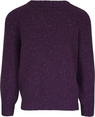 Brunello Cucinelli Brunello Cucinelli, Cashmere Knitwear, male, Purple, Size: L Purple Speckled Sweater Raglan Crew Neck
