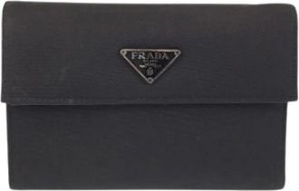 Prada Pre-owned Wallets, female, Black, Size: ONE SIZE Pre-owned Tessuto Nylon Leather Wallet
