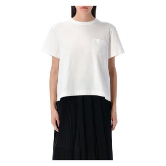 sacai T-Shirts, female, White, Size: M White Panelled T-Shirt with Ruffled Panel