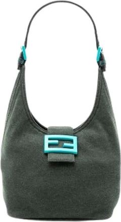 Fendi Pre-owned Shoulder Bags, female, Green, Size: ONE SIZE Pre-owned Cotton Shoulder Bag