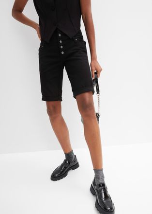 Bonprix Bermudas BONPRIX, Damen, Gr. 34, N-Gr, schwarz, Obermaterial: 97% Baumwolle, 3% Elasthan, regular fit, Hosen Bermudas, aus elastischem Baumwoll-Mix, R