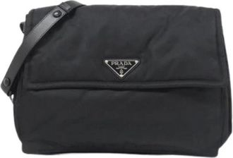 Prada Pre-owned Tessuto Vitello Schoudertas - Dames - Vintage Schoudertas - Zwart - ONE Size - Leer - Vintage
