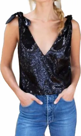 Emerson Fry Tie Shoulder Mod Top In Black
