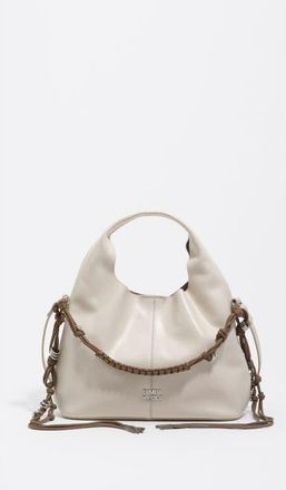 Bimba & Lola Leather Plaited Handle Paper Bag in Ivory at Nordstrom