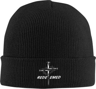 Generic Men Women Beanie Knit Hats Jesus Christ Christianty Redeemed Cross Nails Helmet Liner Stylish Slouch Beanie Hat Unisex Ski Hat for Summer Biking Dog W
