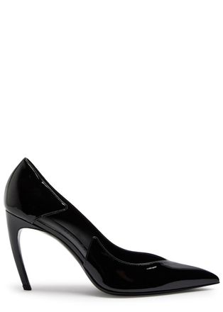 The Attico Mia 95 Cut-out Patent Leather Pumps - Black
