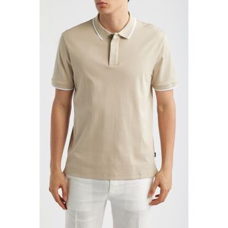 BOSS Parlay Tipped Cotton Polo in Open Beige at Nordstrom, Size Xx-Large