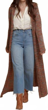 Hem & Thread Sierra Long Open Front Hooded Cardigan In Multi