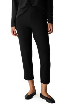 Eileen Fisher Slit Back Slim Crop Pants in Black at Nordstrom, Size Xx-Small