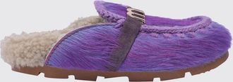Mou Winter Bio Pony Hair Mules with a Shearling Lining and Metal Logo