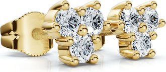 Pompeii3 Mini Trio Diamond Studs 14k Gold Lab Grown Womens Earrings