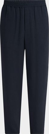 Giorgio Armani Mens Micro-Chevron Cupro and Viscose Pull-On Pants
