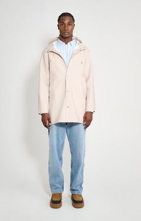 Stutterheim Stockholm Long Sleeve Hooded Raincoat in Light Sand at Nordstrom, Size Xx-Large