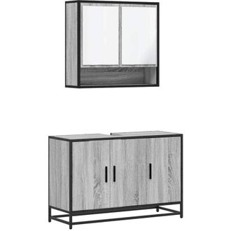 vidaXL Set De Muebles De Ba&ntilde;o 2 Pzas Madera Contrachapada Gris Sonoma Vidaxl