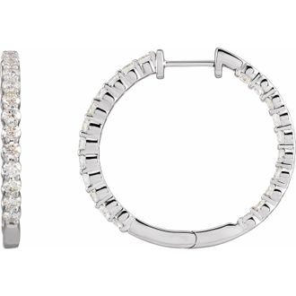 Diamond2Deal 3ct Lab-Grown Diamond Inside-Outside Hinged Hoop Earrings Clarity VS, Color F-G, 14k Gold