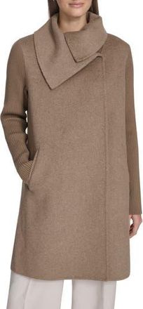 Kenneth Cole Asymmetric Collar Wool Blend Cloat in Nutmeg at Nordstrom Rack, Size Large