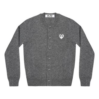 Comme Des Gar&ccedil;ons (WMNS) COMME des GARCONS PLAY Cardigan White Emblem Grey AZ-N065-051-1