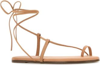 Tkees Womens Lace-Up Leather Sandal Beige