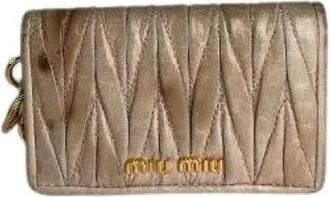 Miu Miu Pre-owned Lederen Portemonnee - Dames - Vintage Accessoires - Beige - ONE Size - Leer - Vintage