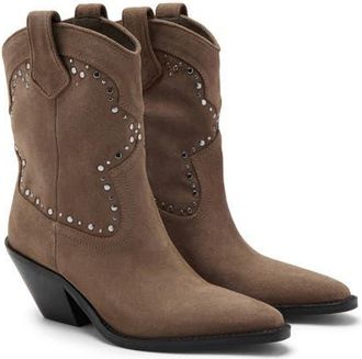 Mango Pointed Toe Western Boot in Sand at Nordstrom, Size 7.5Us