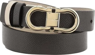 Ferragamo Womens Leather Belt Dark Brown Patterned Calf