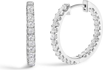 House of Brilliance 14K White Gold 2.00 Cttw Princess Diamond Inside Out Hoop Earrings