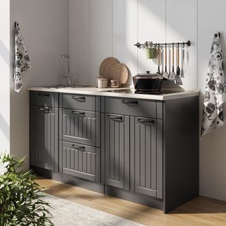 Vicco Bloque De Cocina Fame-line, Gris Oscuro/antracita, 150 Cm, Et Antracita, Vicco