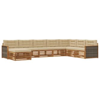 vidaXL Conjunto De Sof&aacute;s De Exterior Con Coj&iacute;n 8 Pcs Natural Y Beige Vidaxl