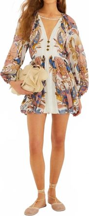 Farm Rio Mini Bubble Dress In Off-White Sea Garden