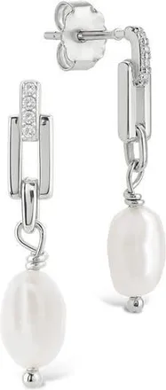 Sterling Forever Cecelia Faux Pearl & Cubic Zirconia Drop Earrings in Silver/White at Nordstrom Rack