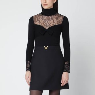 Valentino Black top with lace inserts