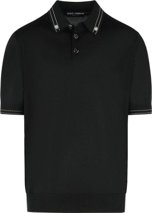 Dolce & Gabbana Black Silk Polo Shirt