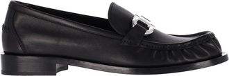 Ferragamo Black Gancini Leather Moccasin