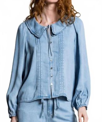 Suncoo Lazar Flowing Denim Blouse In Jeans Clair